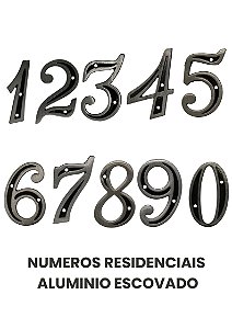 NÚMERO RESIDENCIAL DE ALUMÍNIO ESCOVADO 11,9x10cm