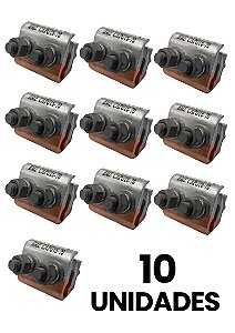 GRAMPO TAPIT DUPLO BIMETALICO PARALELO 10mm A 1/0 AWG - 10 UN