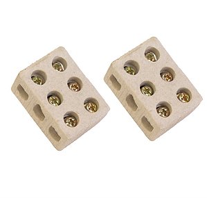 CONECTOR PORCELANA TRIPOLAR PARA CHUVEIRO - 16MM - 2 UNIDADES
