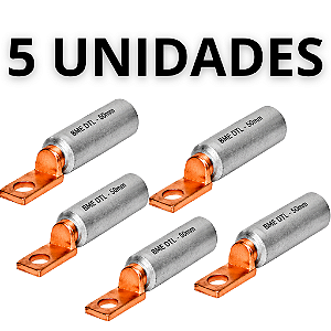 KIT COM 5 UNIDADES - TERMINAL CONECTOR BIMETÁLICO DTL - 50MM