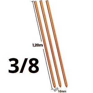 Kit 3 Haste de Aterramento 3/8 10mm x 1,20m