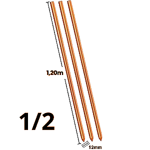 Kit 3 Haste de Aterramento 1/2 12mm x 1,20m