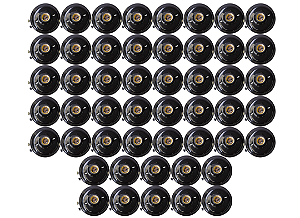 Kit 50 Plafons Plafonier Redondos PRETO E27 com Bocal de Porcelana 100W
