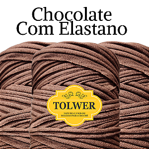 Fio de malha para Crochê e Macramê residual 500g Cor Chocolate Viscolycra