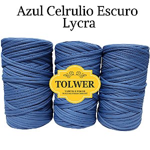 Fio de malha para Crochê e Macramê residual 500g Cor Azul Cerulio Escuro Lycra
