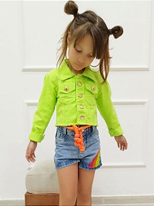 Short Jeans Arco Íris com Cinto