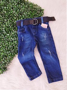Calça jeans infantil com cinto