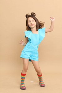 Macacão Infantil Feminino Azul Tifany