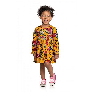 Vestido infantil estampado botânico