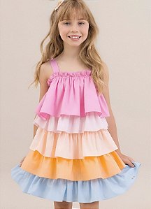 Vestido Multicolorido com Babados Infantil