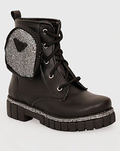 Bota Coturno Infantil Com Bolso Glitter