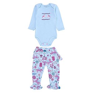 Conjunto Body Manga Longa e Calça Bebê