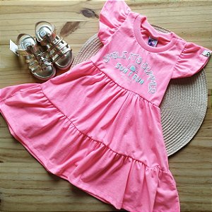 Vestido Infantil Smile rosa neon
