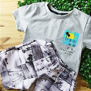 Conjunto Infantil Masculino de Camiseta e Bermuda