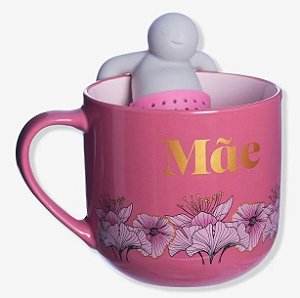 CANECA 350ML C/INFUSOR P/CHA FLORAL
