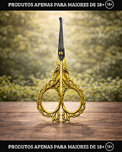 Tesoura Queen Round Gold/Black - Abduzido (Ponta Redonda)