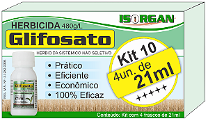 Mata Mato Herbicida Glifosato 480g/L (48%) - 4x 21ml