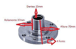 Cubo Roda Dianteiro- Fiat 500 2007 A 2011