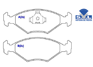 Jogo Pastilha Freio Dianteiro - SYL - Fiorino 1.0/1.3/1.5 8v 1987 a 1993 - Mola Ruido Pequeno
