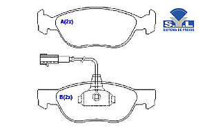 Jogo Pastilha Freio Dianteiro - SYL - Brava 1.6 16v - ELX 1999 a 2003 - C/Alarme