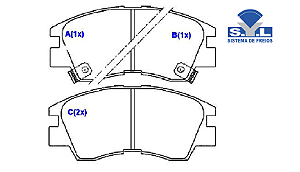 Jogo Pastilha Freio Dianteiro - SYL - Mitsubishi L300 2.5 8v 1986 a 1994 - C/Alarme