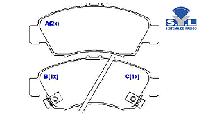 Jogo Pastilha Freio Dianteiro - SYL - Honda FIT 1.4 8v - 1.5 16v 2003 a 2008 - C/Alarme