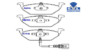 Jogo Pastilha Freio Dianteiro - SYL - Audi A3 1.6 8v - 1.8 16v 1999 a 2006 - C/Alarme
