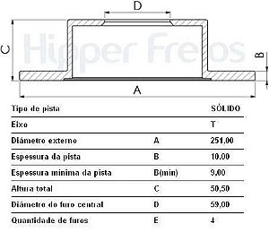 Par Disco Freio Traseiro - Tempra 2.0 16v 1992 a 1999