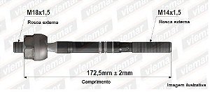 Barra Axial Direção LD - Sorento 2.4 16v - 3.5 24v V6 2002 a 2009 - (18 x 1,5 mm -14 x 1,5 mm-172,5 mm)