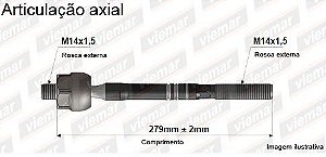 Barra Axial Direção - Onix 1.0 12v após 2019... - (M14 x 1,5 - 279mm)