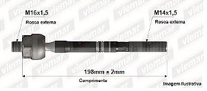 Barra Axial Direção - Frontier 2.5 16v - 4x4 2008 a 2016 - (16 x 1,5 mm -14 x 1,5 mm - 198 mm )