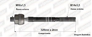 Barra Axial Direção - Elantra 2.0 16v 2001 a 2006 - (16 x 1,5 mm-14 x 1,5 mm -328 mm )