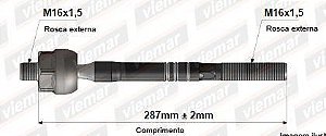 Barra Axial Direção - Cayenne 3.6 24v V6 - 4.8 32v V8 2002 a 2010 - (16 x 1,5 mm -16 x 1,5 mm -287 mm)
