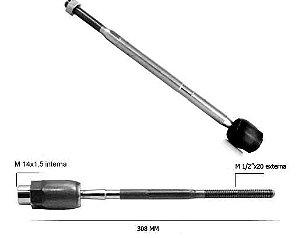 Barra Axial Direção - Fiesta 1.0 8v 1993 a 1995 - (14 x 1,5 mm  - 1/2" x 2,0 mm -308 mm )