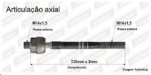 Barra Axial Direção - Celer 1.5 16v 2013 a 2018 - ( 14 x 1,5 mm - 14 x 1,5 mm -336 mm )