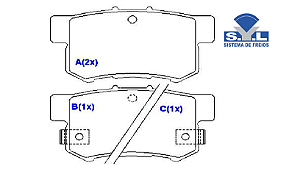 Jogo Pastilha Freio Traseiro - SYL - New Civic 2.0 16v após 2013... - C/Alarme