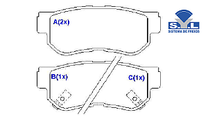 Jogo Pastilha Freio Traseiro - SYL - Sportage 2.0 16v - 2.7 24v 2004 a 2010