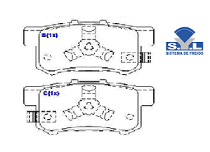 Jogo Pastilha Freio Traseiro - SYL - Honda CRV 2.0/2.4 16v 2005 a 2012