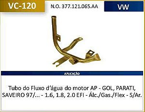 Tubo Dagua Refrigeração - Gol G3 1.8 8v AP EFI - Catalisador US83 2002 a 2006