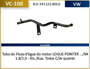 Tubo Dagua Refrigeração - Grazzimetal - Logus 1.8/2.0 8v AP 1993 a 1994