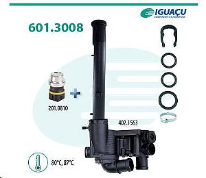Válvula Termostática e Carcaça/Cavalete - Sem AR Quente - Iguaçu - Gol G2/G3 1.0 8v 1996 a 2002