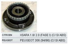 Cubo Roda Traseiro C/Rolamento - ASH - Peugeot 306 1.6/2.0 8v - 1.8/2.0 16v 1993 a 2003