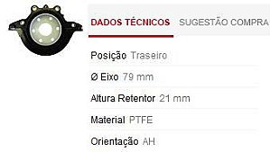 Retentor Motor Traseiro - Virabrequim/Mancal/Volante - Courier 1.6 8v 1999 a 2013