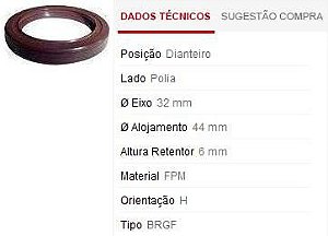 Retentor Motor Dianteiro - Polia Virabrequim - Sandero 1.0 16v 2007 a 2015