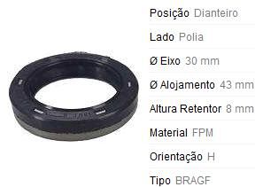 Retentor Motor Dianteiro - Polia Virabrequim - Tempra 2.0 8v/16v 1992 a 1998