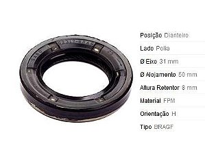 Retentor Motor Dianteiro - Polia Virabrequim - Monza 1.6/1.8/2.0 8v 1982 a 1996