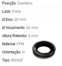 Retentor Motor Dianteiro - Polia Virabrequim - Prisma 1.0/1.4 8v após 2006...