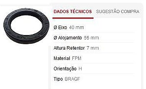Retentor Motor Dianteiro - Comando Válvula /Auxiliar/Virabrequim - FIT 1.4 8v / 1.4/1.5 16v 2003 a 2014