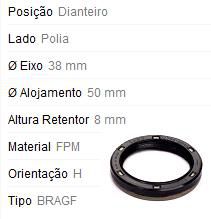 Retentor Motor Dianteiro - Comando Válvula /Auxiliar/Virabrequim - Peugeot 206 1.6 16v 2001 a 2008