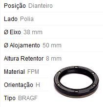 Retentor Motor Dianteiro - Comando Válvula /Auxiliar/Virabrequim - Partner 1.6 16v após 2008...